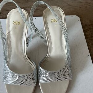 Zara Silver Heeled Sandals